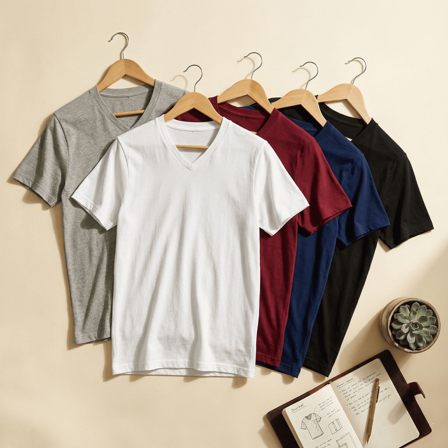 Pure Cotton V Neck T-Shirt