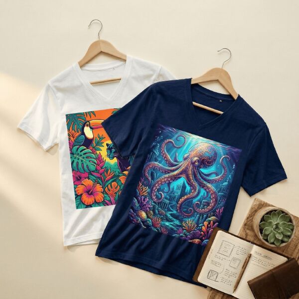 Pure Cotton V Neck T-Shirt