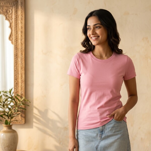 Women's Pure Cotton Round Neck T-shirt