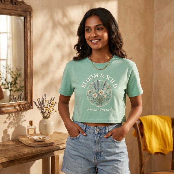 Pure Cotton Round Neck Crop Tops