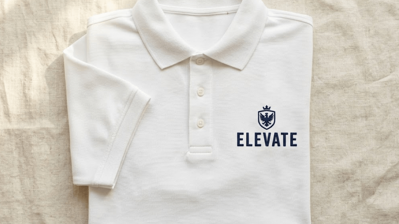 Embroidery on polo t-shirt