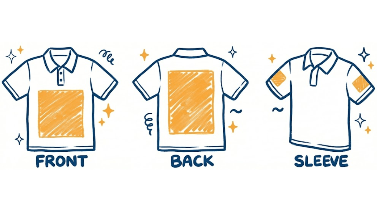 Print placement areas for Pure Cotton Collared T-Shirt