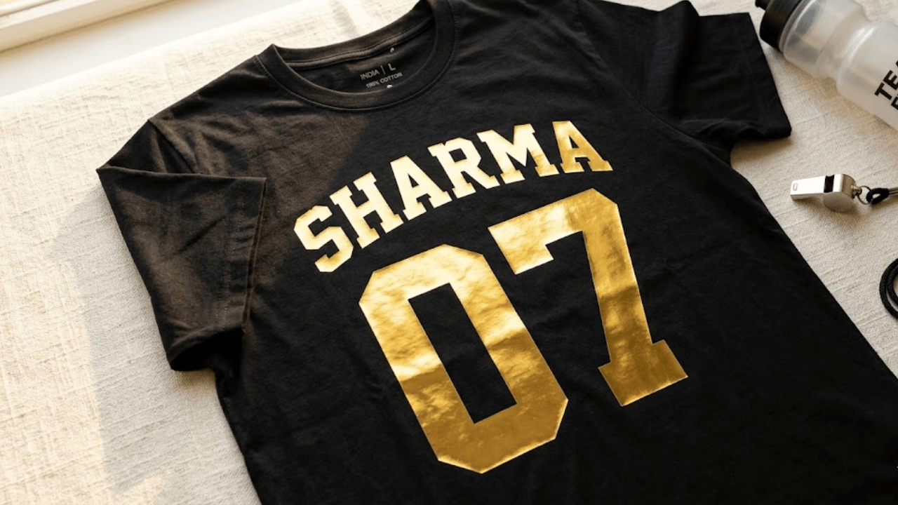 Foil Vinyl Gold on Black Round Neck Tee