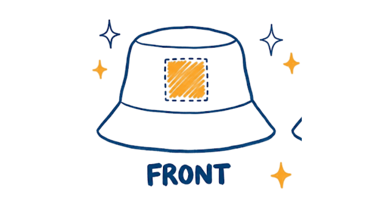 Embroidery placement areas for Bucket Hat