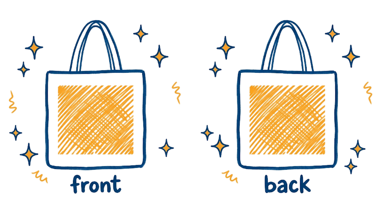 Print placement areas for Tote Bag