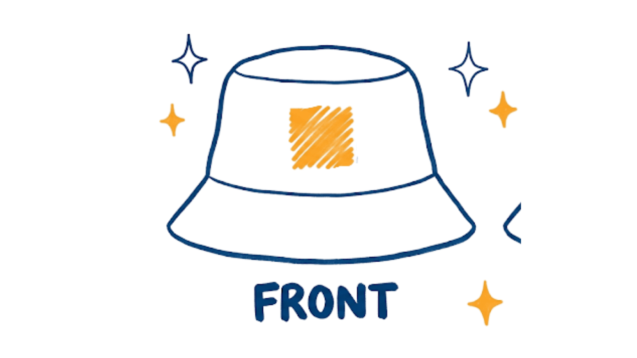 Print placement areas for Bucket Hat